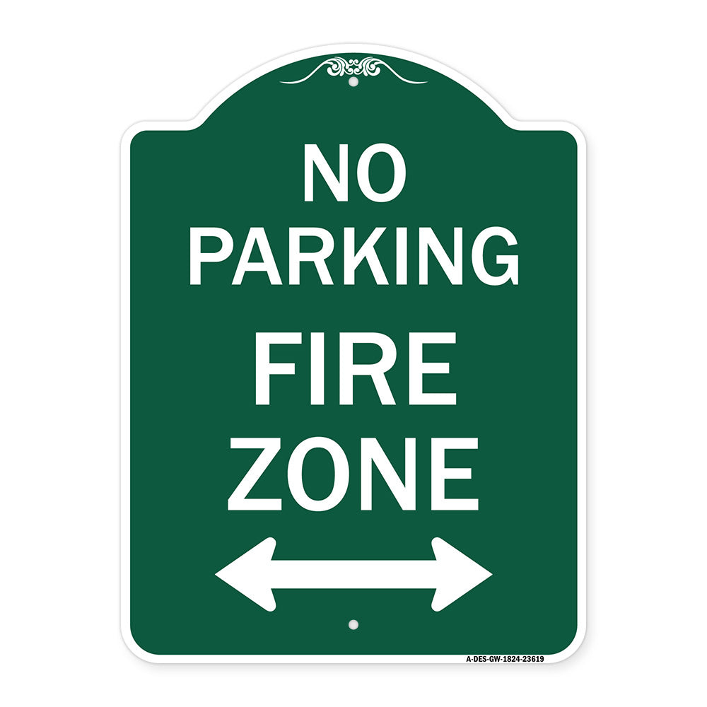 No Parking Fire Zone with Bidirectional Arrow