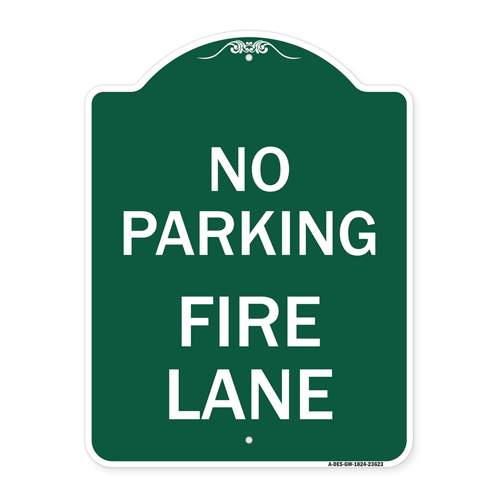 No Parking Fire Lane with Striped Border