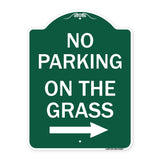 No Parking on the Grass with Right Arrow