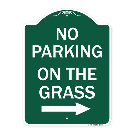 No Parking on the Grass with Right Arrow