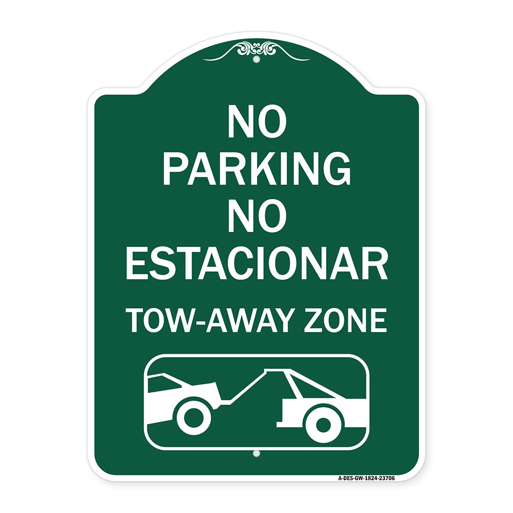 No Parking No Estacionar Tow Away Zone (With Graphic) Directional Arrow) Tacionamiento Zona De Cargamento