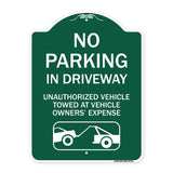 No Parking in Driveway Unauthorized Vehicles Towed