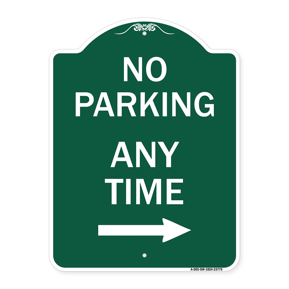 No Parking Anytime with Right Arrow