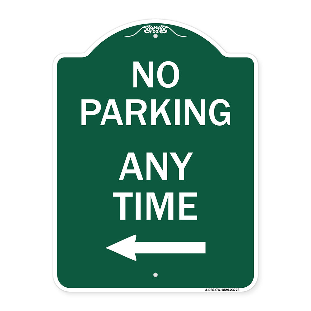 No Parking Anytime with Left Arrow