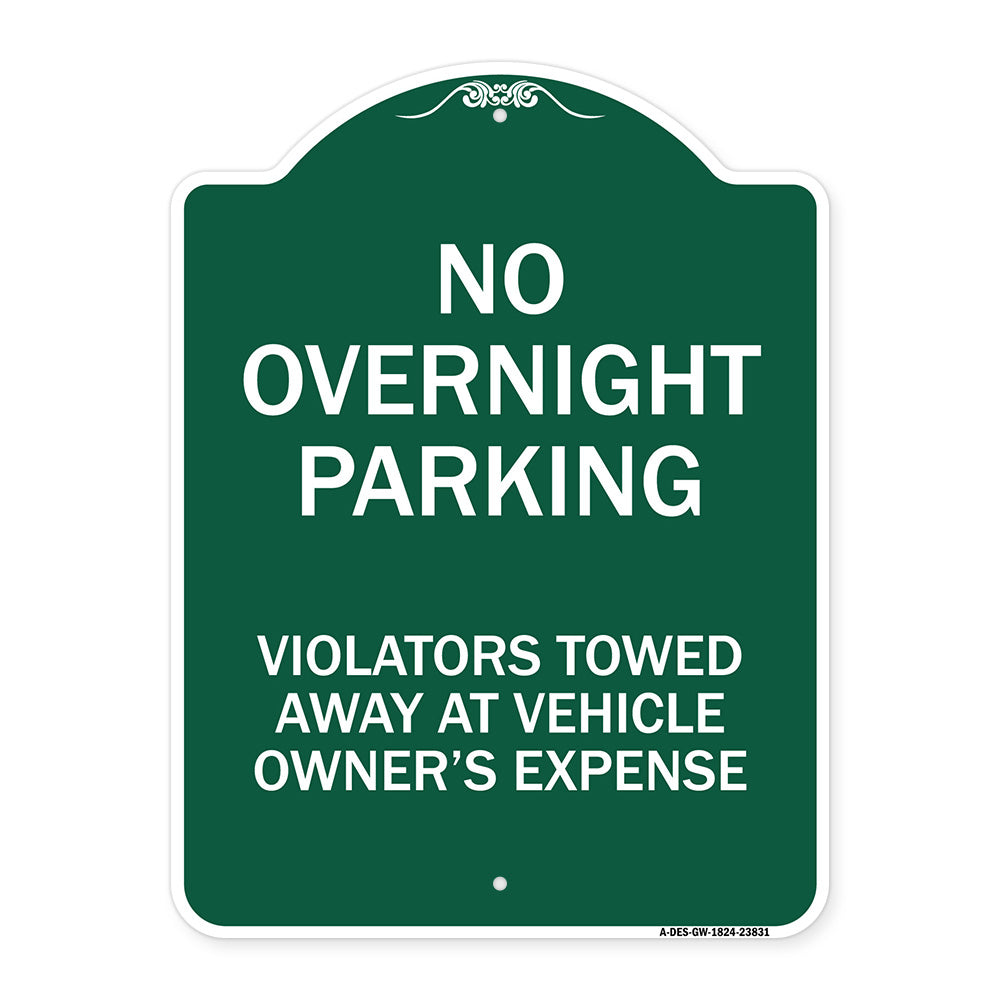 No Overnight Parking Violators Towed Away at Vehicle Owner's Expense