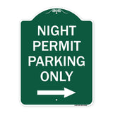 Night Permit Parking Only (With Right Arrow)