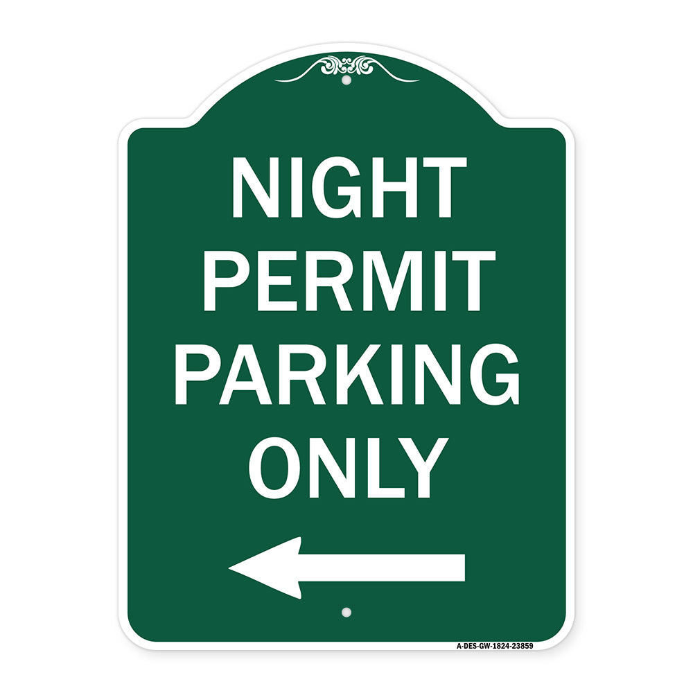 Night Permit Parking Only (With Left Arrow)
