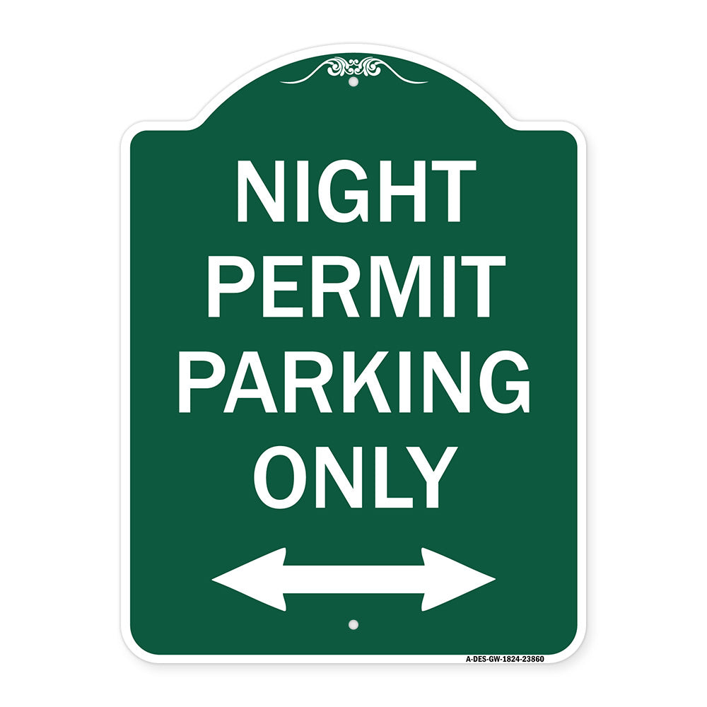 Night Permit Parking Only (With Bi-Directional Arrow)