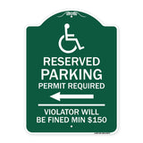 Modern Isa Symbol) Connecticut Reserved Parking Permit Required Violators Will Be Fined Min $150 (With Left Arrow)