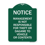 Management Is Not Responsible for Theft or Damage to Vehicles or Contents