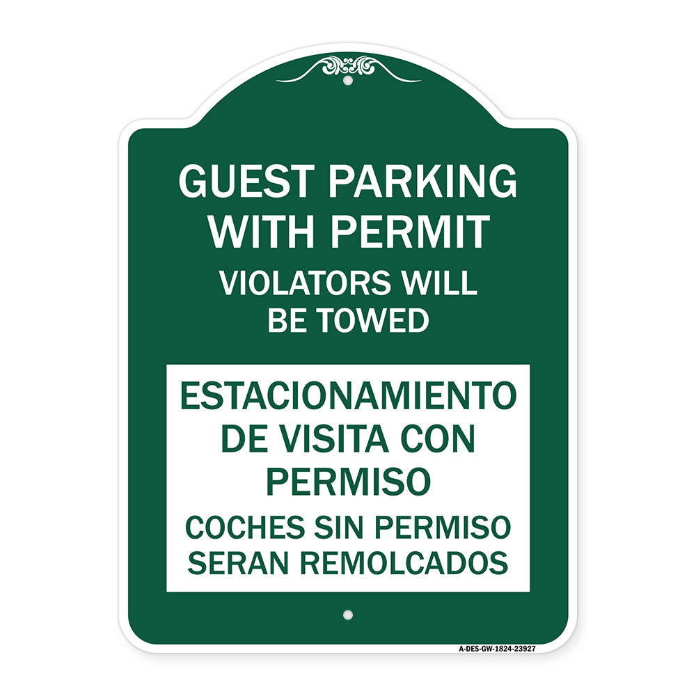 Guest Parking with Permit Violators Will Be Towed Estacionamento De Visita Con Permiso Coches Sin Permiso Seran Remolcadoa