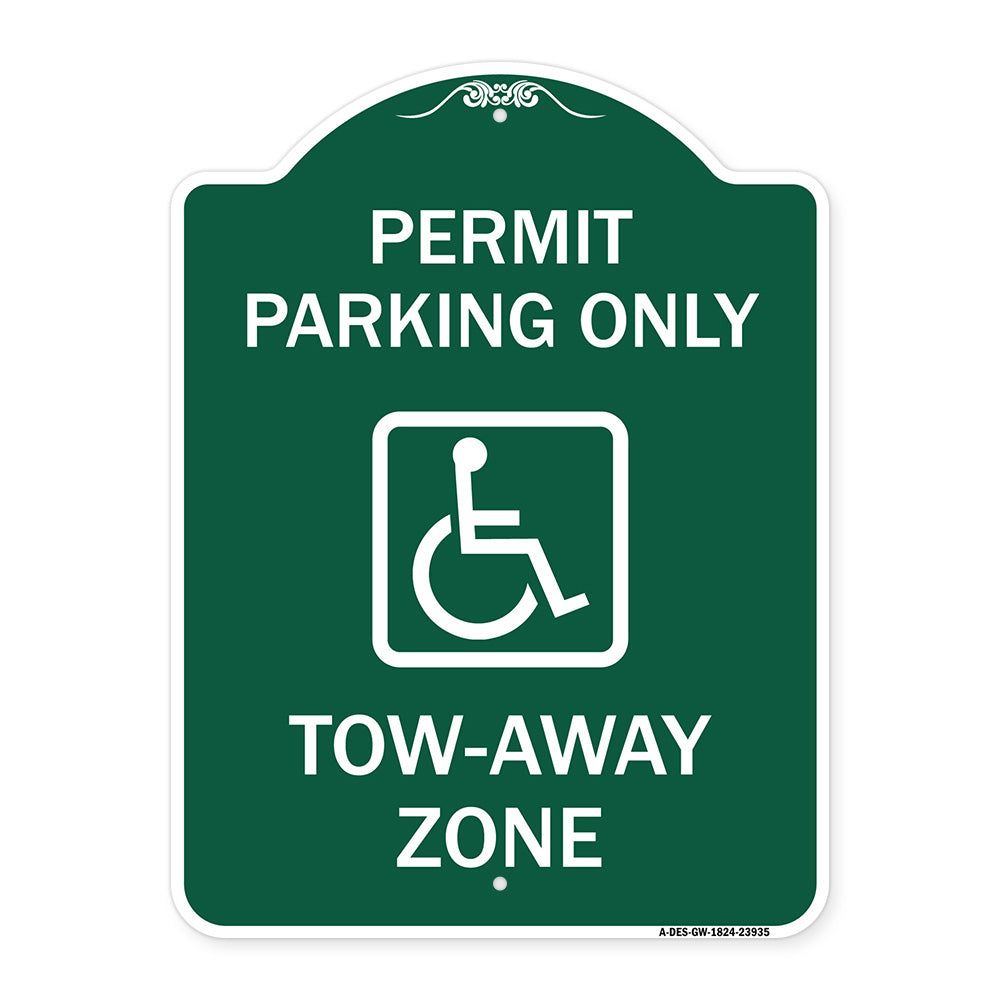 Georgia ADA Handicapped Parking Sign Accessible Permit Parking Only Tow-Away Zone with Symbol