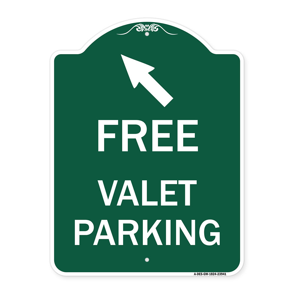Free Valet Parking with Upper Left Arrow