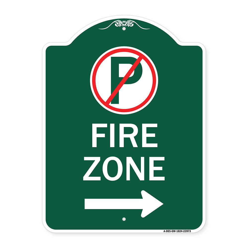 Fire Zone (No Parking Symbol and Right Arrow)