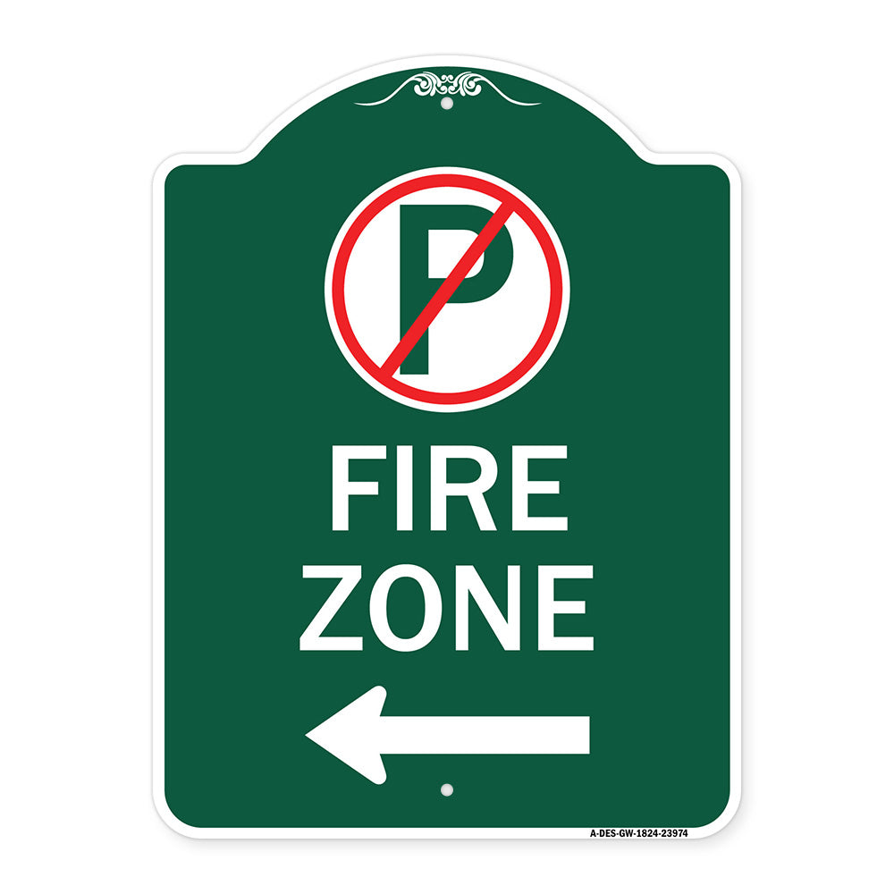 Fire Zone (No Parking Symbol and Left Arrow)
