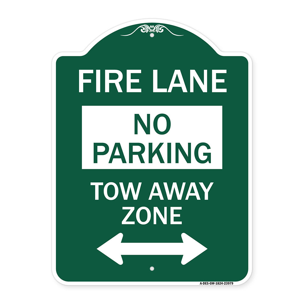Fire Lane Tow-Away Zone with Bidirectional Arrow