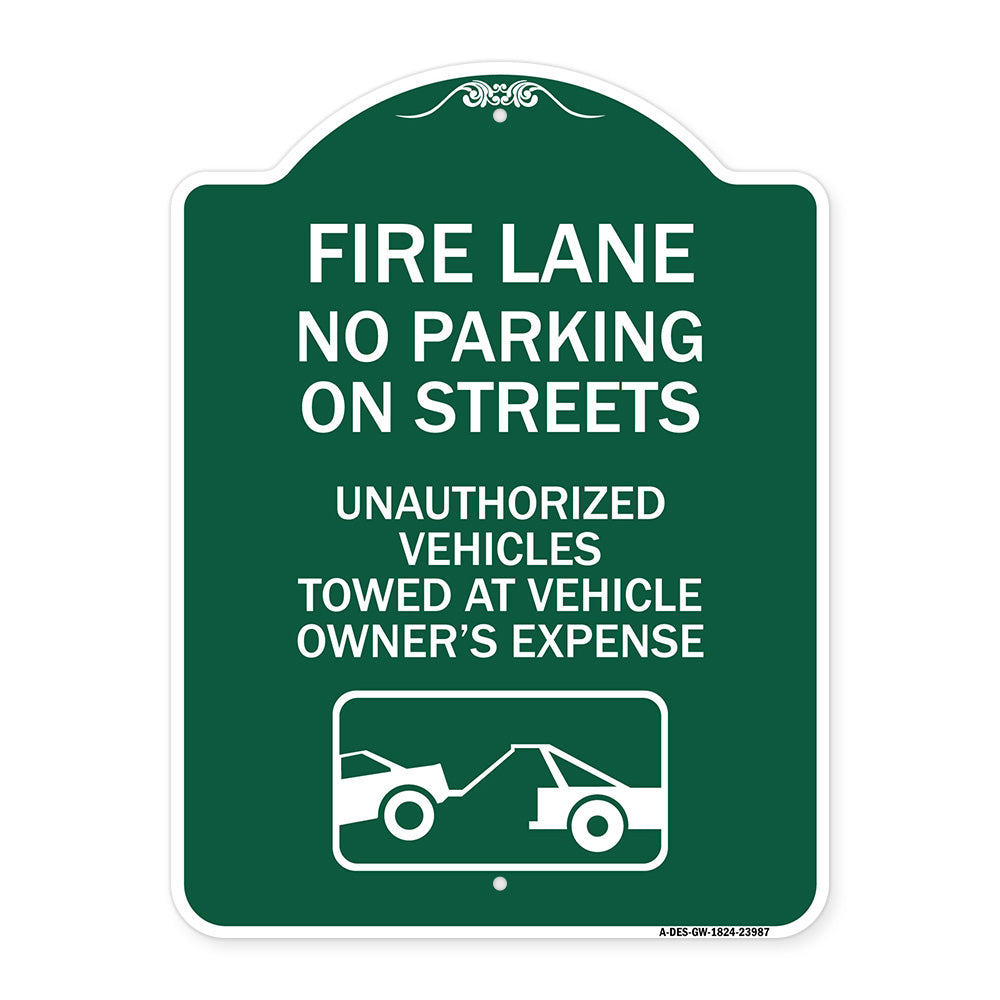 Fire Lanes No Parking on Streets Unauthorized Vehicles Towed at Owner Expense with Graphic