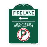 Fire Lane - No Parking or Standing Anytime (With No Parking Symbol and Left Arrow)