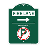 Fire Lane - No Parking (With No Parking Symbol and Right Arrow)