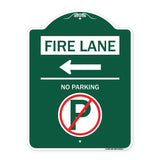 Fire Lane - No Parking (With No Parking Symbol and Left Arrow)