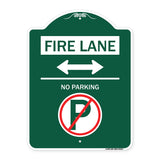 Fire Lane - No Parking (With No Parking Symbol and Bidirectional Arrow)