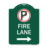 Fire Lane (No Parking Symbol and Right Arrow)
