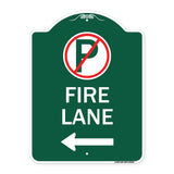 Fire Lane (No Parking Symbol and Left Arrow)