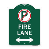 Fire Lane (No Parking Symbol and Arrow Pointing Left and Right)