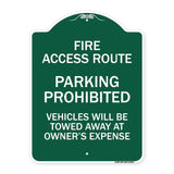 Fire Access Route Vehicles Will Be Towed Away at Owner Expense