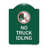 Driveway Sign No Truck Idling with Graphic