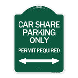 Car Share Parking Only Permit Required with Bidirectional Arrow