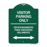 Bilingual Reserved Parking Sign Visitor Parking Only - Estacionamiento Para Visitantes Solamente (With Bidirectional Arrow)