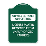 Air Will Be Taken Out of Tires - License Plates Removed from Unauthorized Parkers