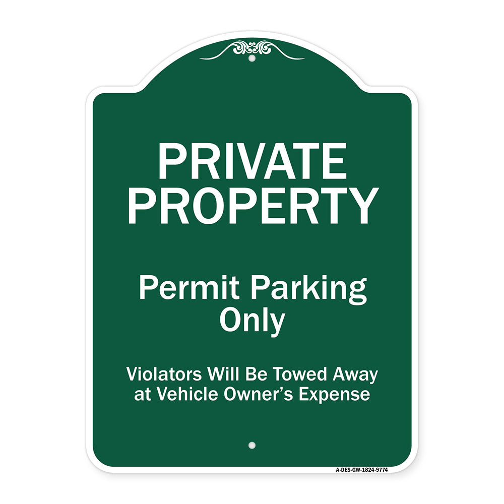 Private Property Permit Parking Only Violators Will Be Towed Away At Owner Expense