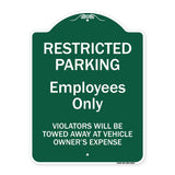 Restricted Parking Employees Only Violators Will Be Towed At Vehicle Owner's Expense