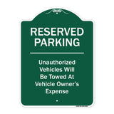 Reserved Parking Unauthorized Vehicles Will Be Towed At Vehicle Owner's Expense