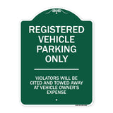 Registered Vehicle Parking Only Violators Will Be Cited And Towed Away At Vehicle Owner's Expense