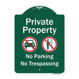 Private Property No Parking Or Trespassing With Symbols