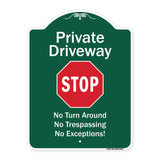 Private Driveway No Turn Around Or Trespassing No Exceptions With Stop