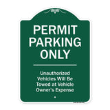 Permit Parking Only Unauthorized Vehicles Will Be Towed At Vehicle Owner's Expense