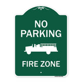 No Parking, Fire Zone With Fire Truck Graphic