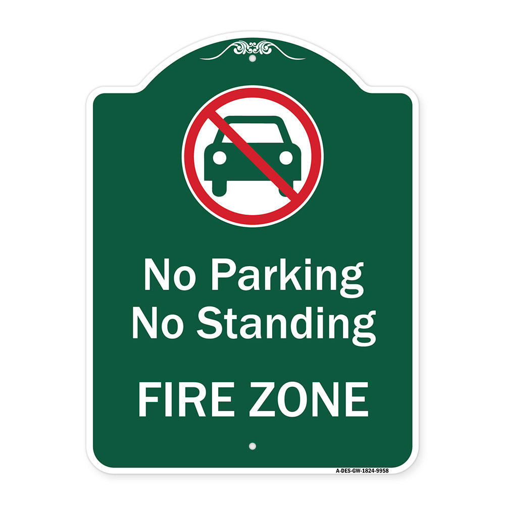 No Parking Or Standing, Fire Zone With Graphic