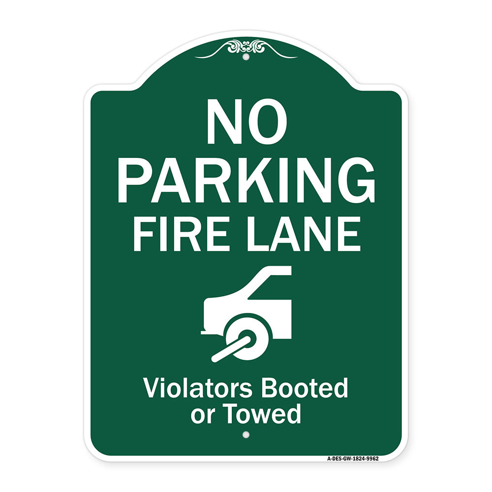 No Parking Fire Lane (With Graphic) Violators Booted Or Towed