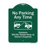 No Parking Any Time, Violators Will Be Towed Away
