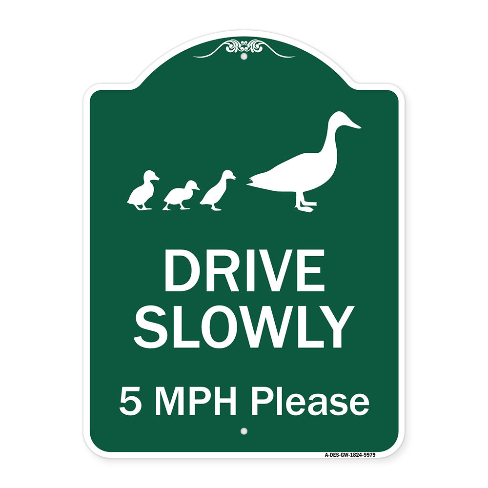 Drive Slowly 5 Mph Please With Duck And Ducklings Walking Graphic