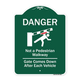Danger Not A Pedestrian Walkway Gate Comes Down After Each Vehicle
