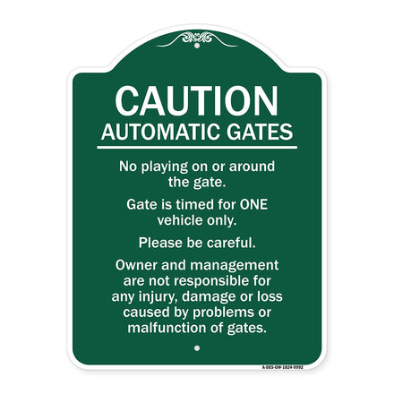 Caution Automatic Gates No Playing Gate Is Timed For One Vehicle Management Not Responsible