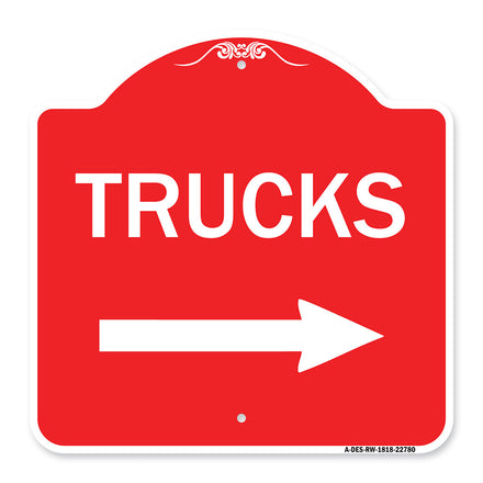 Trucks Sign Trucks (With Right Arrow)