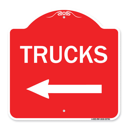 Trucks Sign Trucks (With Left Arrow)