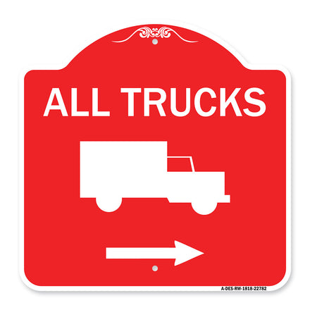 Trucks Sign All Trucks (With Truck Symbol & Right Arrow)